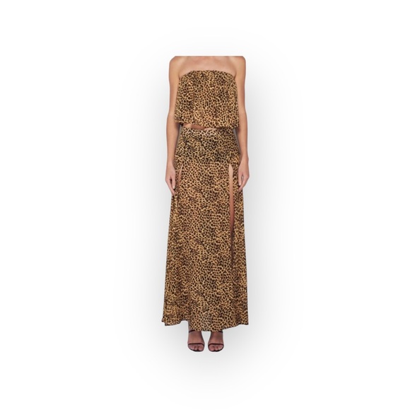 new MLM ❁ Sexy High Thigh Leg Slit ❁ Semi Sheer Maxi Skirt ❁ Leopard Print ❁ XS - Picture 5 of 16